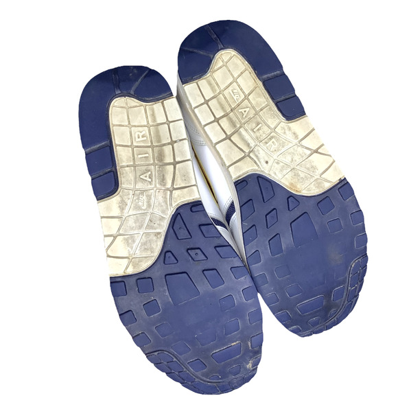 Nike Shoes Mens 9 White Blue Gold Air Max 1 Essential Olympic 2015 Swoosh 537383 - Picture 9 of 11